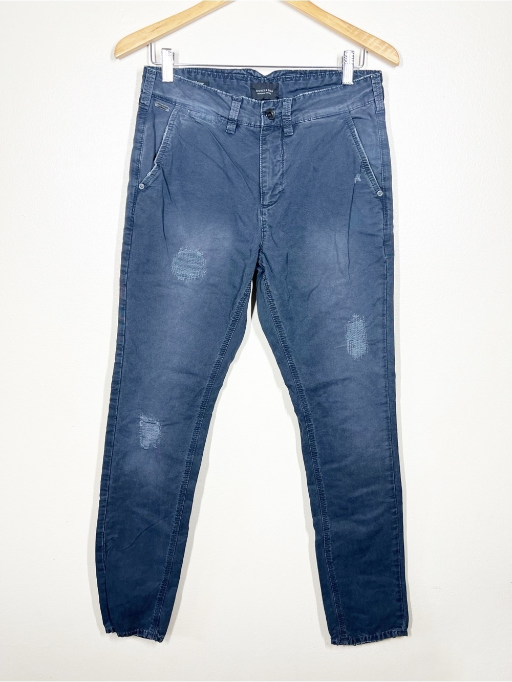 Scotch & Soda Men’s Warren Can Can Relaxed Slim Blue Cotton Chino Pants 29x32